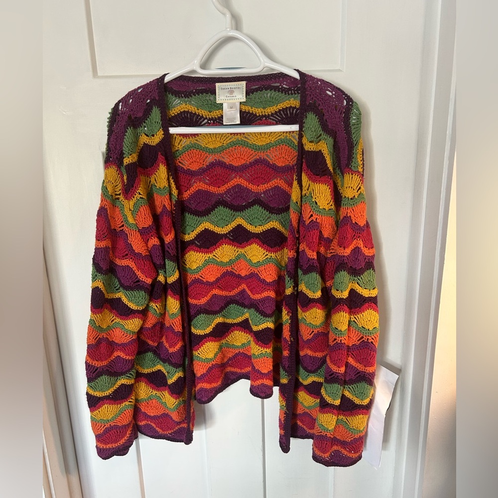 Wraparound Skirt and Colorful Zigzag Knit Women's Sweater Set from Susan Bristol